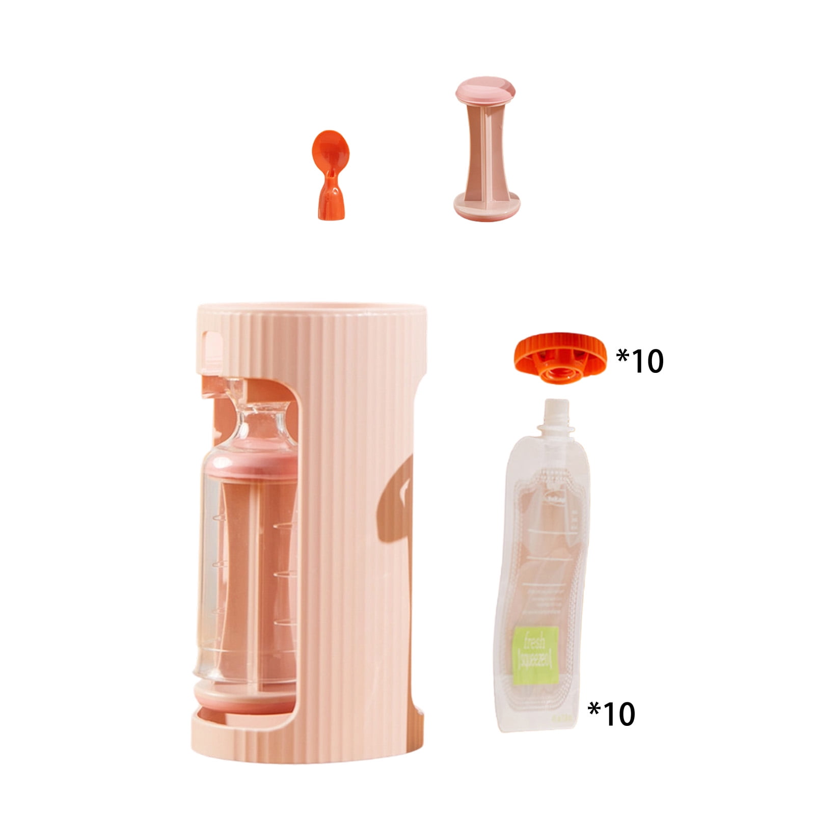 Baby Fruit Puree Maker With 118ml Storage Bags Grade Squeeze Feeder Manual Operate Easy Cleaning For Travel