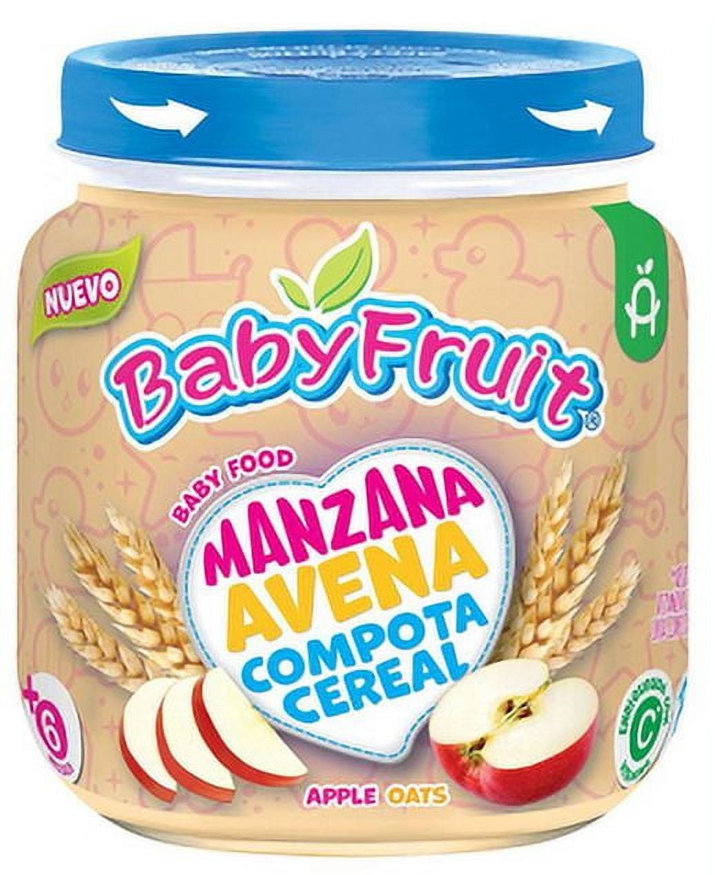 Baby Fruit, Stage 1 Baby Food, Apple & Oats, 4oz, Shelf Stable, Glass Jar