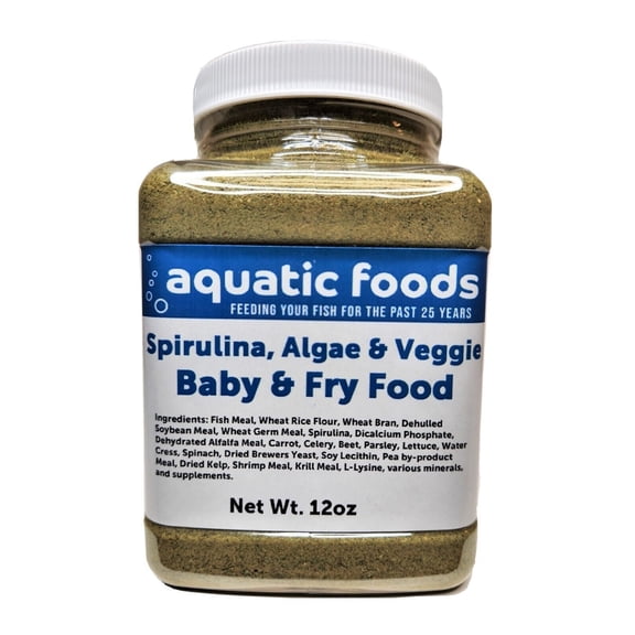 Baby & Fry Food of Spirulina, Algae, Vegetables for Tropicals, Koi & Pond Fish...12oz Small Jar