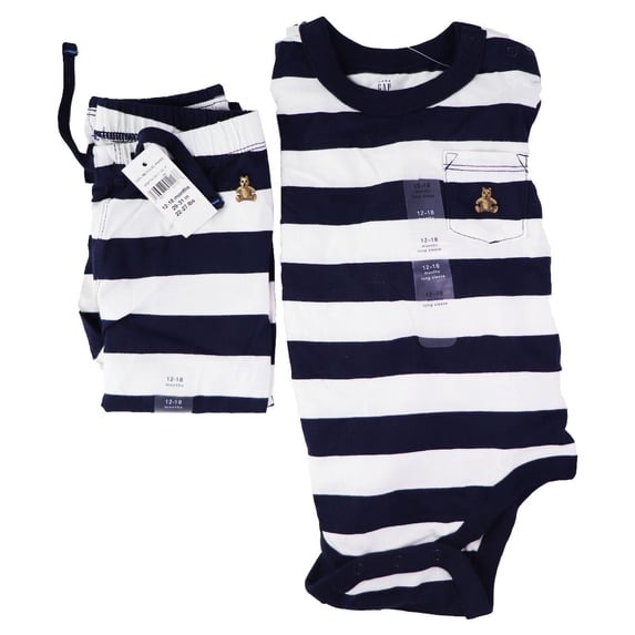 Baby GAP - Long Sleeve & Pants - Boys / 12-18 Months - Dark Blue/White