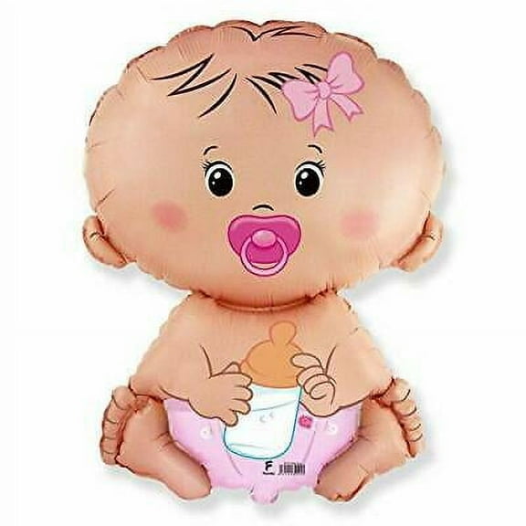 Baby GIRL Shape Gender Reveal Diaper Pacifier Welcome 24" Shower Mylar Balloon