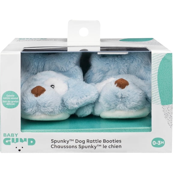 Baby GUND Spunky Puppy Rattle Booties Plush Baby Infant Shoes, Blue, One Size Fits All