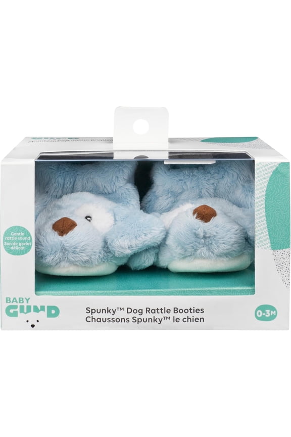 Baby GUND Spunky Puppy Rattle Booties Plush Baby Infant Shoes, Blue, One Size Fits All
