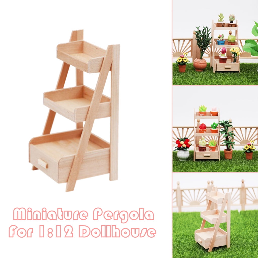 Baby Games,Mini Dollhouse Miniature Wooden Pergola Jardiniere In Fairy Garden Accessory,Toys