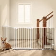 thumbnail image 1 of Pet Safety Gate, Caveen 3Panels 80" Extra Wide Iron Gates for Doorway Kitchen Playard, White, 1 of 10