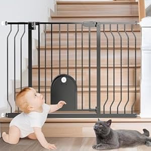 Baby Gate for Stairs with Cat Door - Baby Gate with Pet Door Auto Close