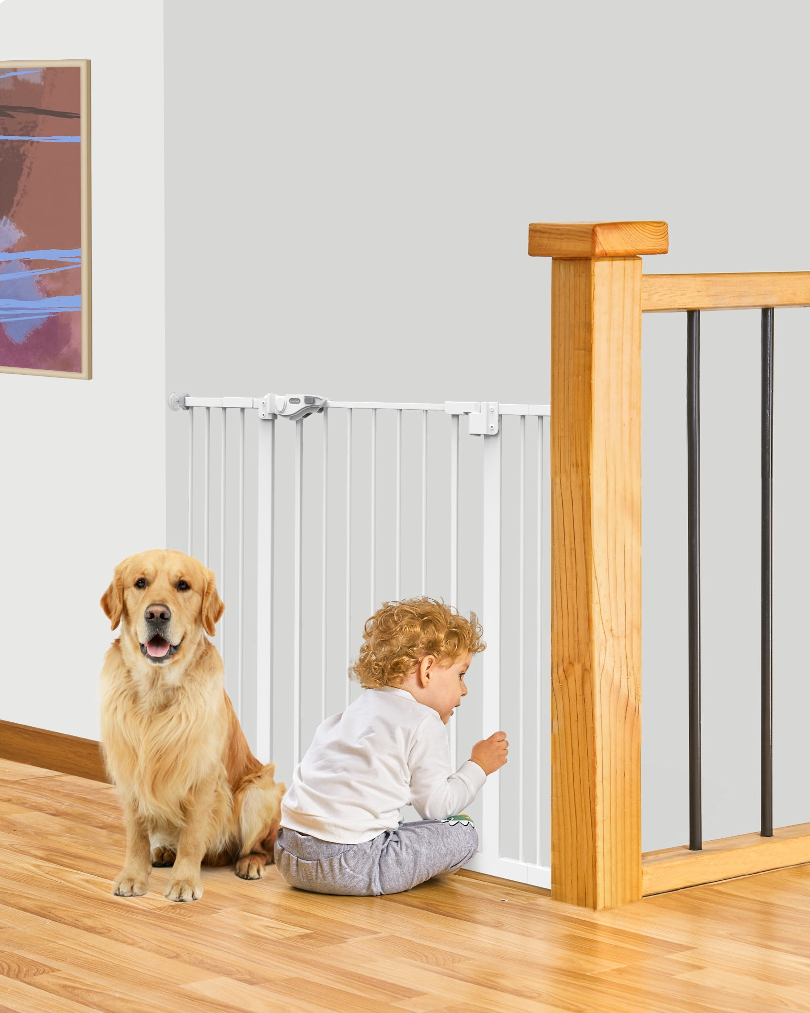 Baby Gate for Stairs and Doorways 29" 39.6", Extra 36" Tall Dog Gate No Drill Wall Protected