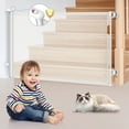 thumbnail image 1 of Baby Gate for Stair Doorway Retractable Dog Gate Mesh Indoor Outdoor up to 55" Wide, 33" Tall,Safety Pet Gate for Deck (Drilling& No-Drilling)-White, 1 of 9