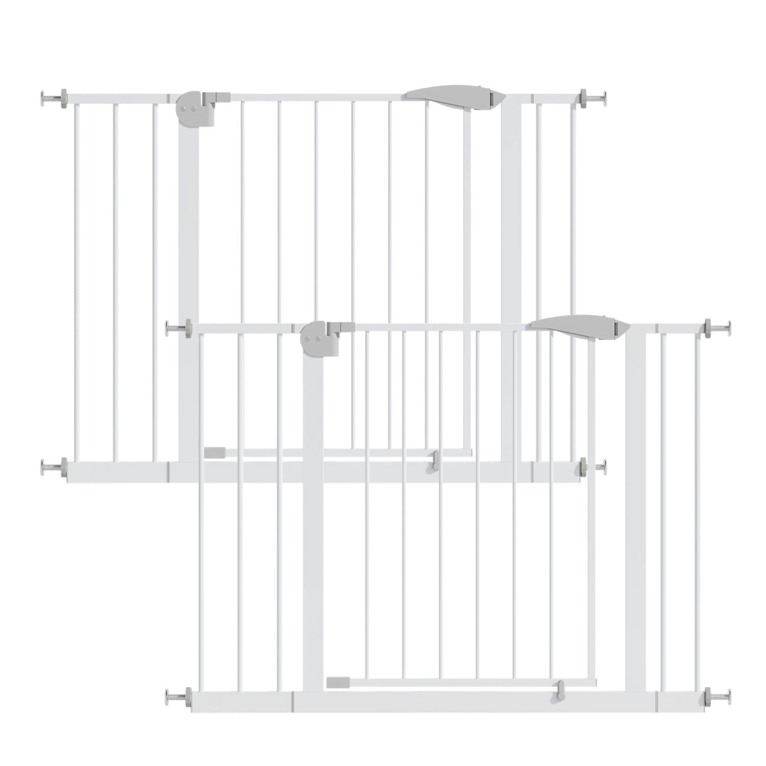Baby Gates 2-Pack 29.5-44.1 Inch Pressure Mounted for Stairs and Doorways, Safety Gates and Pet Gates for Kids and Dogs with Walk-Through Design, White