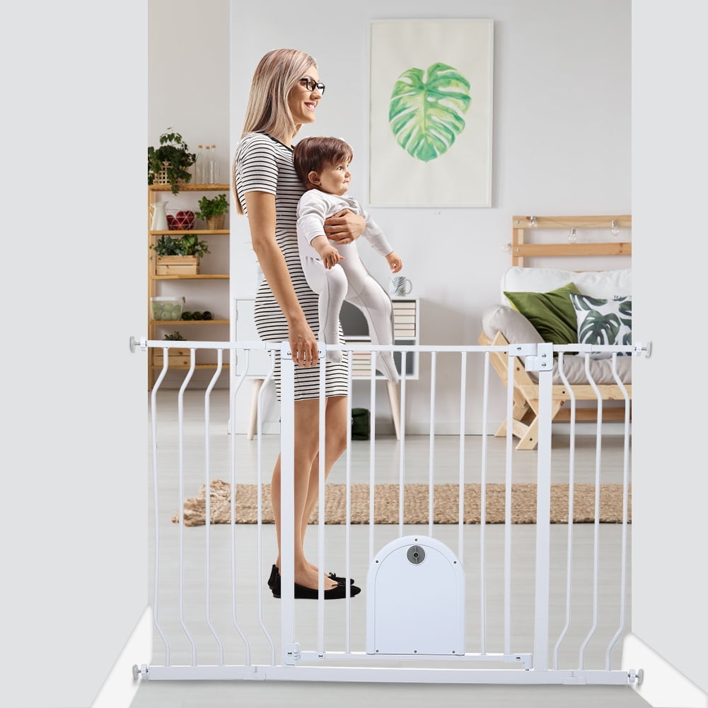 Baby Gates for Doorways,Baby Gate with Cat Door,30" Height Dog Gates