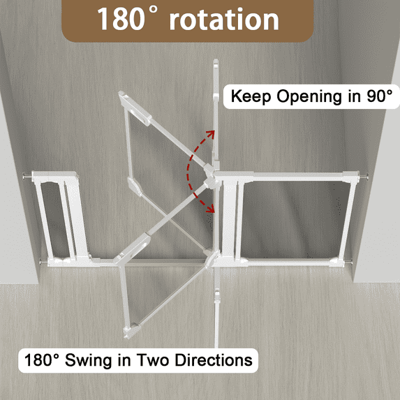Clear Baby Safety Gate, Caveen Pressure Mounted Gates,White