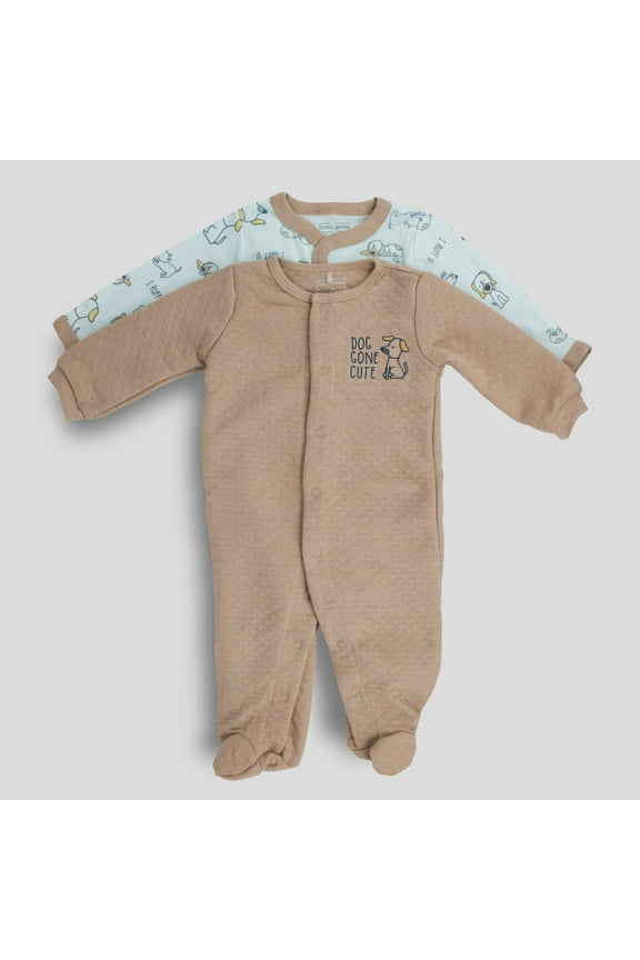 Baby Boy Baby Girl Gender Neutral Unisex 2 PC Footed Coverall Set, Sizes Newborn-9 Months