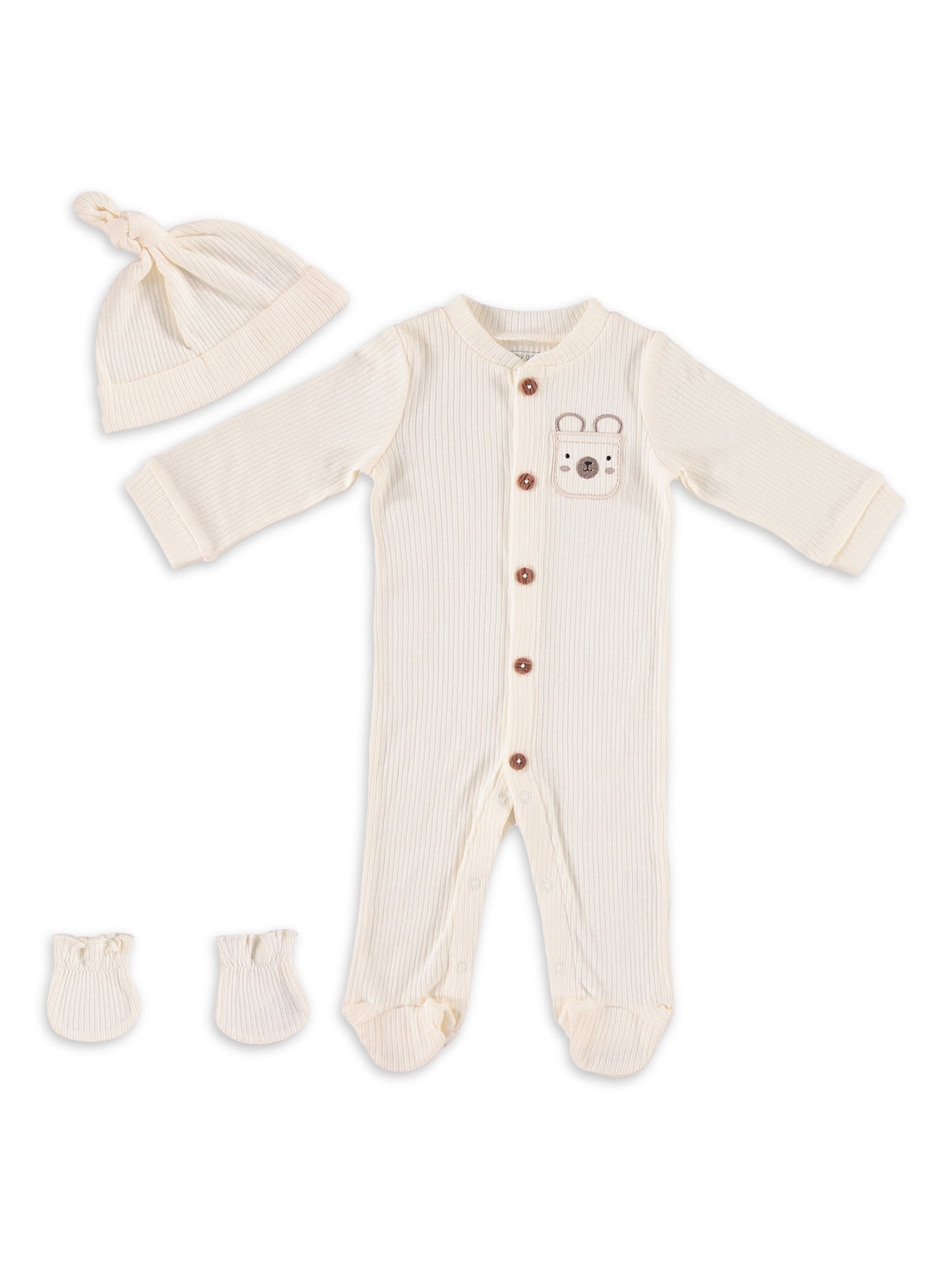 Baby Gear Baby Boy Baby Girl Gender Neutral Unisex 3 PC Footed Coverall Set Sizes Newborn 9 Months
