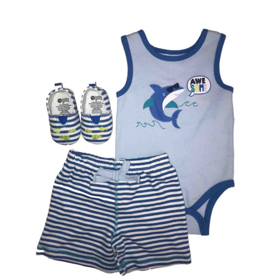 Baby Gear Infant Boys Awesome Shark & Sunglasses Baby Outfit Fish Shoes Set 3-6M