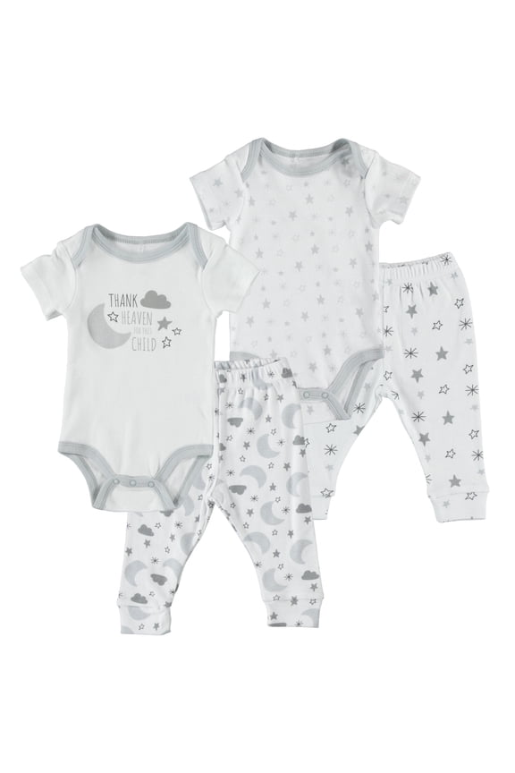 aby Boy Baby Girl Gender Neutral Unisex 4 PC Jogger Set, Sizes Newborn-9 Months