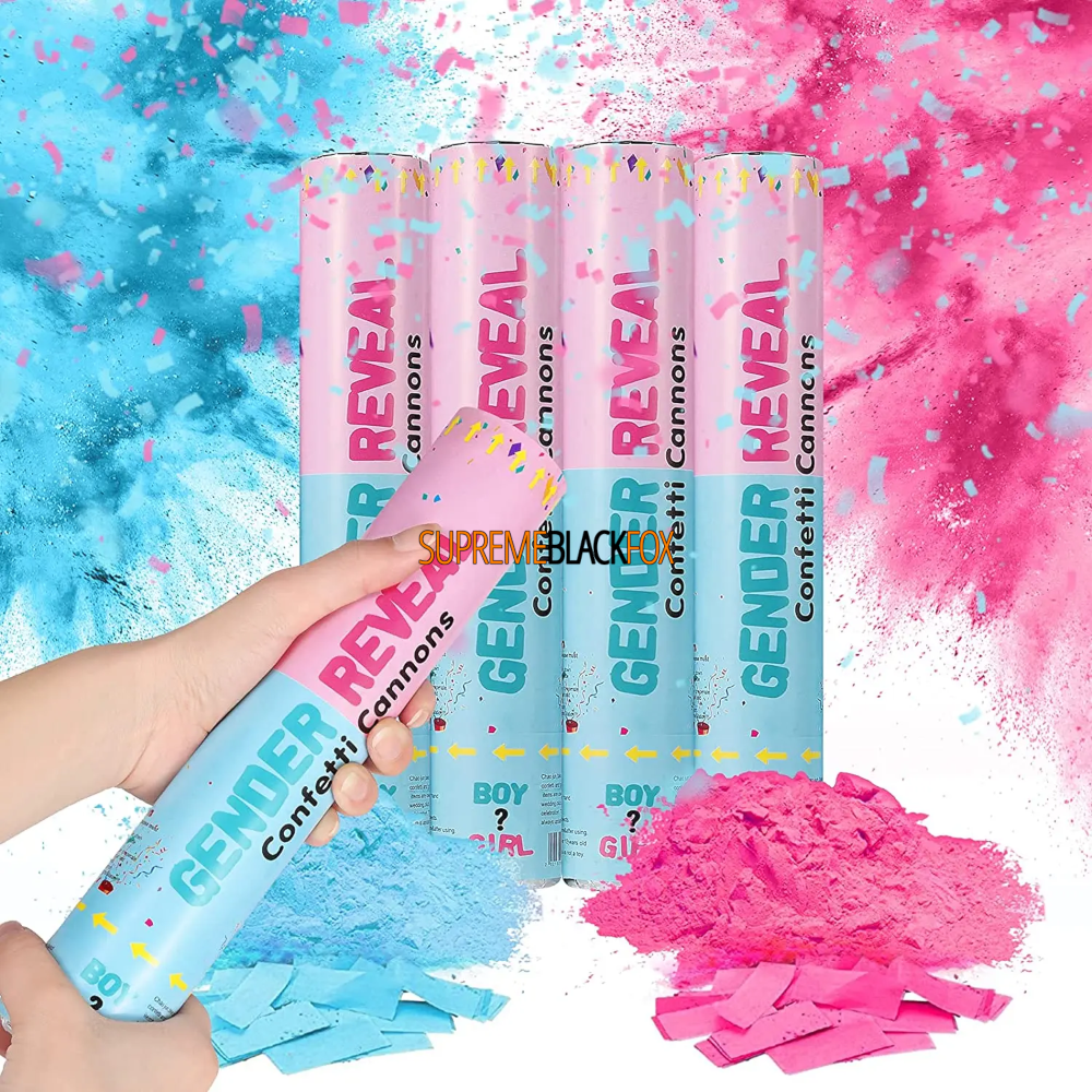 Baby Gender Reveal Confetti Powder Cannons 4 Pcs Confetti Blue & Pink