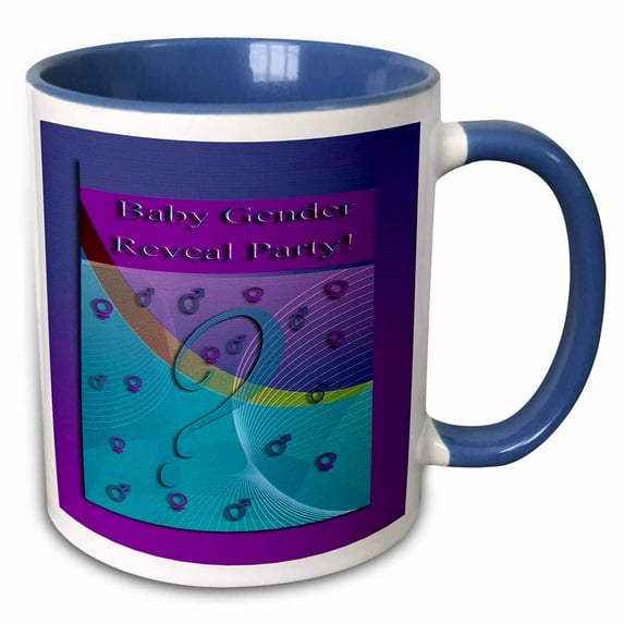 3drose, Baby Gender Reveal Party Invitation, Question, Male or Female, 15oz Two-tone Blue Mug
