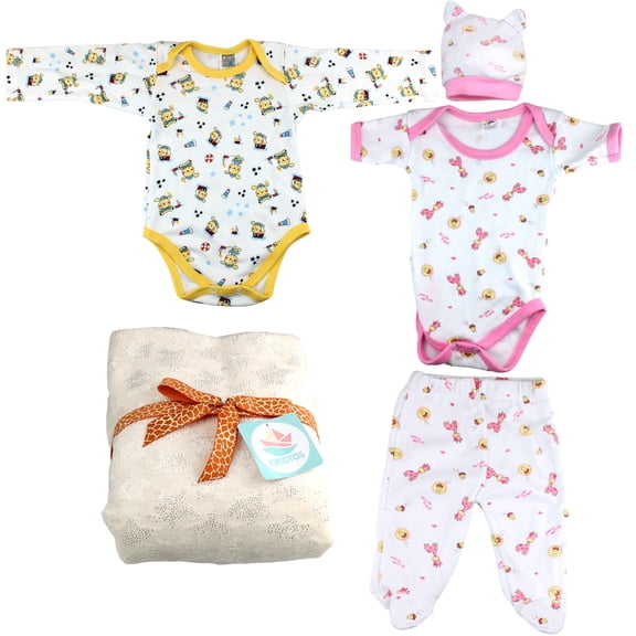 TAKTICK Baby Girls Essentials Bundle, Soft and Comfortable, Perfect Baby Set for All Seasons, Ideal for Baby Shower or Welcome Party (6 Months)