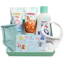 Baby Gift Set with Body Lotions, Bubble Bath, Diaper Cream, Bibs, Toddler Socks, 5 Pieces