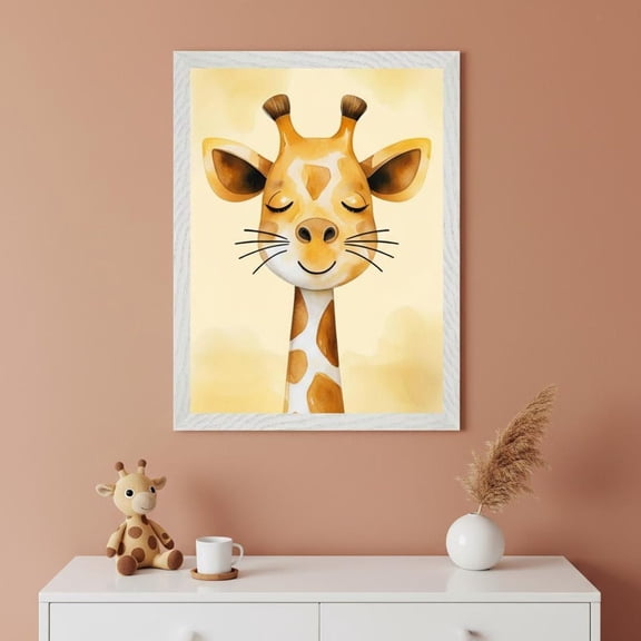 Baby Giraffe Illustration Wall Art Safari Nursery Decor Savanna Animal Print Unframed Paper Print