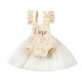 thumbnail image 1 of Baby Girl 1st Birthday Outfits Lace Ruffle Romper Tulle Tutu Princess Dress, 1 of 7