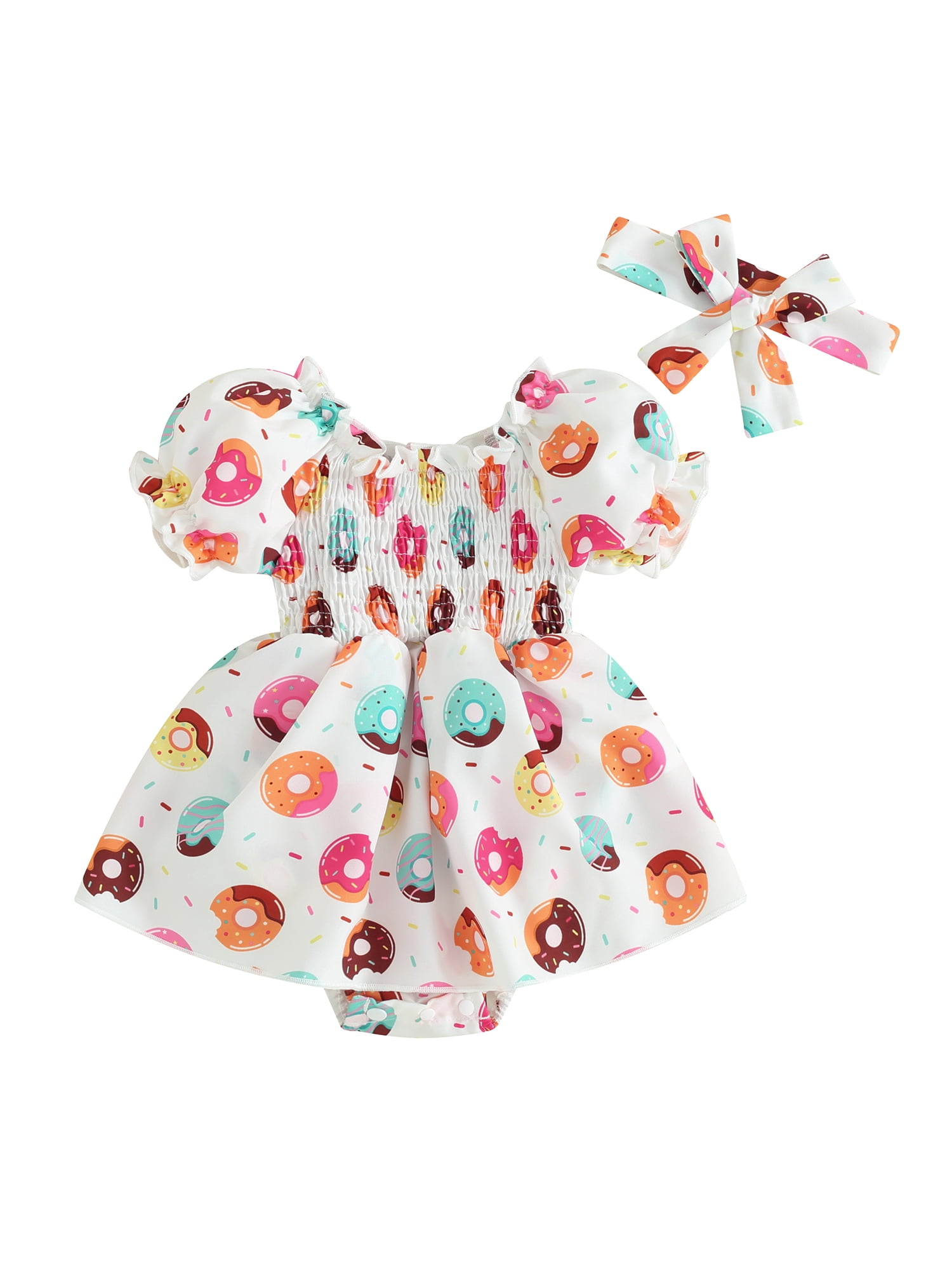 Baby Girls 2-Piece Cotton Dungaree Set – Cute Kitty Printed Romper with T-Shirt (Pink) main image 1
