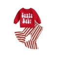 thumbnail image 1 of Baby Girl 2Pcs Christmas Outfits Long Sleeve Sweatshirt + Striped Flare Pants Set Toddler Clothes, 1 of 9