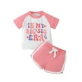 thumbnail image 1 of Baby Girl 2Pcs Summer Outfits Short Sleeve Butterfly Letter Print T-Shirt + Shorts Set Infant Clothes, 1 of 10