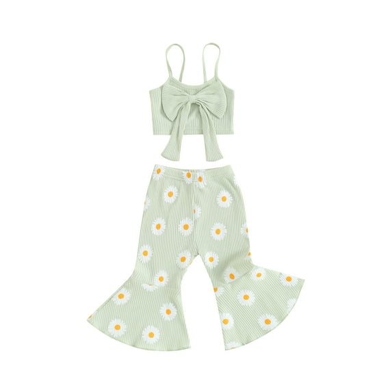 Baby Girl 2Pcs Summer Outfits Sleeveless Cami Tops + Daisy Print Pants Set Toddler Clothes