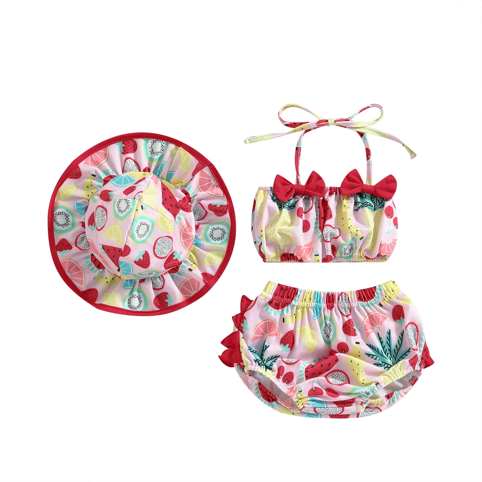 Babyhug Sleeveless  Two Piece Swimsuit with Fruit Print - Multicolour main image 1