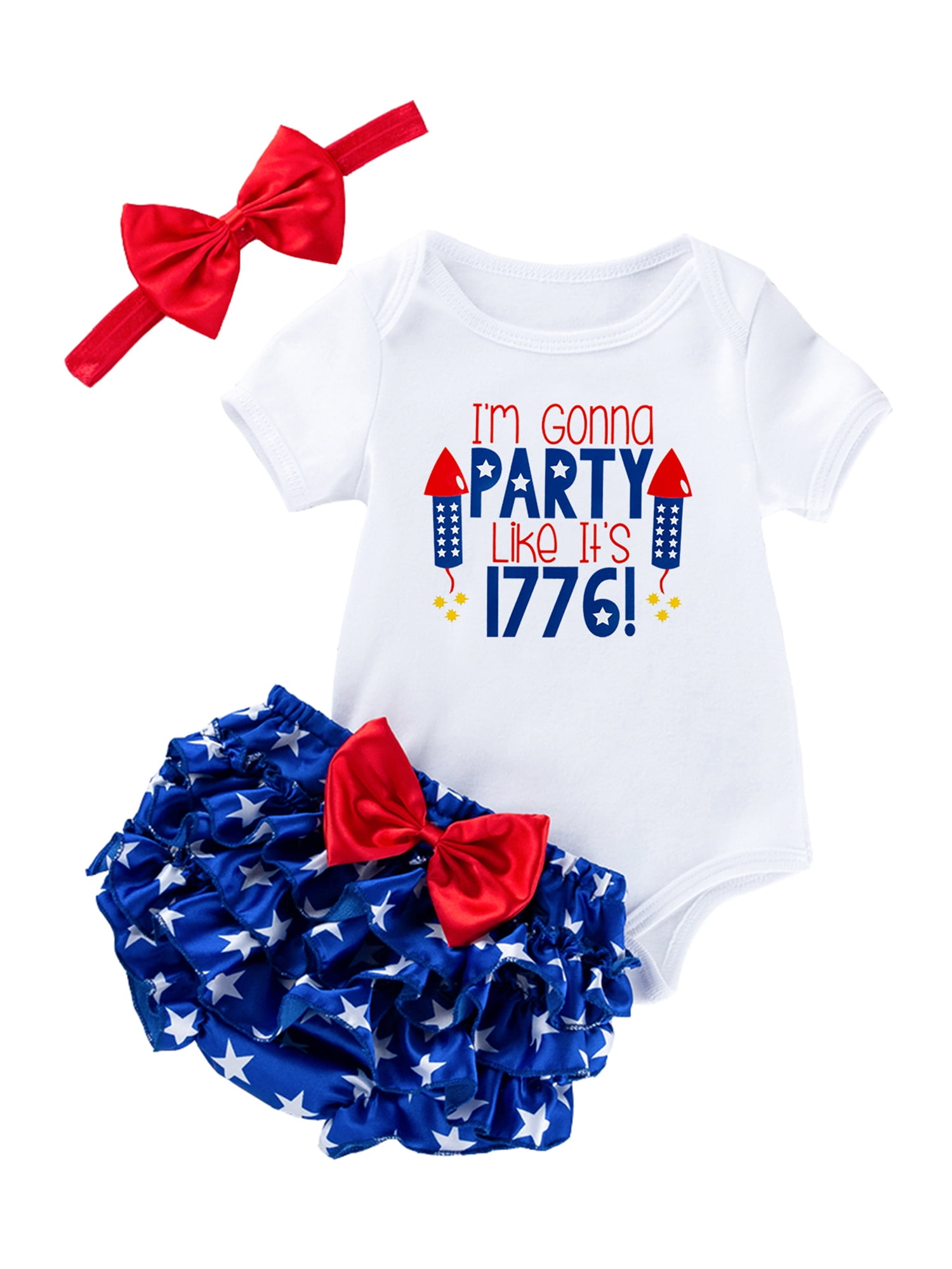 Baby Girl All Over Stars Print Short-sleeve Romper