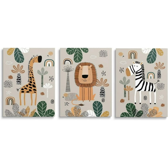 Baby Girl Adventure Nursery Decor, Adventure Nursery Wall Art, Watercolor Mountain Landscape, Woodland Decor for Kids Room, Baby Girl Set of 3 Canvas Set, Framed 16"x24"