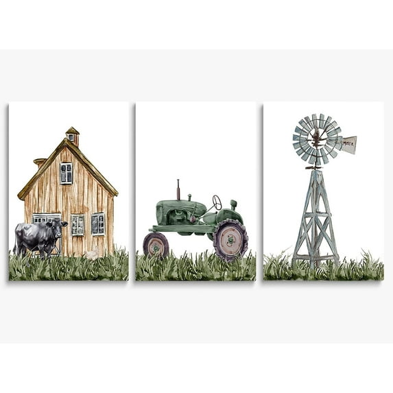 Baby Girl Adventure Nursery Decor, Adventure Nursery Wall Art, Watercolor Mountain Landscape, Woodland Decor for Kids Room, Baby Girl Set of 3 Canvas Set, Framed 16"x24"