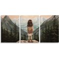 thumbnail image 1 of Baby Girl Adventure Nursery Decor, Adventure Nursery Wall Art, Watercolor Mountain Landscape, Woodland Decor for Kids Room, Baby Girl Set of 3 Canvas Set, Framed 16"x24", 1 of 5