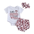 thumbnail image 1 of Baby Girl Baseball Outfits Funny Letter Short Sleeve Romper +Baseball Bubble Shorts +Headband Set 3Pcs Summer Outfits, 1 of 7