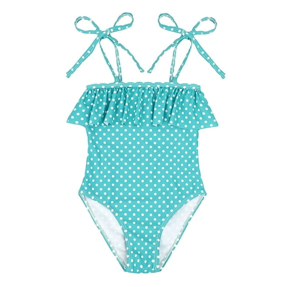 Baby Girl Bathing Suit Toddler Girls 1Pc Bikini Swimsuit Color Floral Print Rash Guard Beach Pool Girls Swimsuit Tankini Sky Blue 18 Months-24 Months