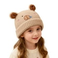 thumbnail image 1 of Baby Girl Beanie Bear Hat with Ears Cute Bear Soft Knit Winter Hat with Embroidery for Infants Toddlers,Color:Khaki, 1 of 9