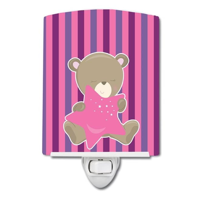 Baby Girl Bear with Star Ceramic Night Light