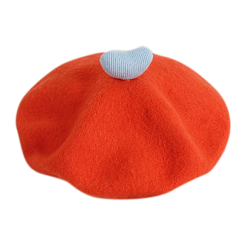 Baby Girl Beret Hat, Little Girls French Beret with Top Heart, Classic Artist Cap Beanie