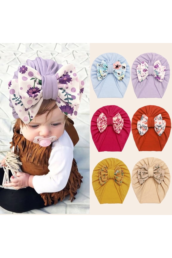 Baby Girl Big Hair Bow Knotted Head Wrap Bow Beanie India Cap Warm for Newborn Infant Toddlers