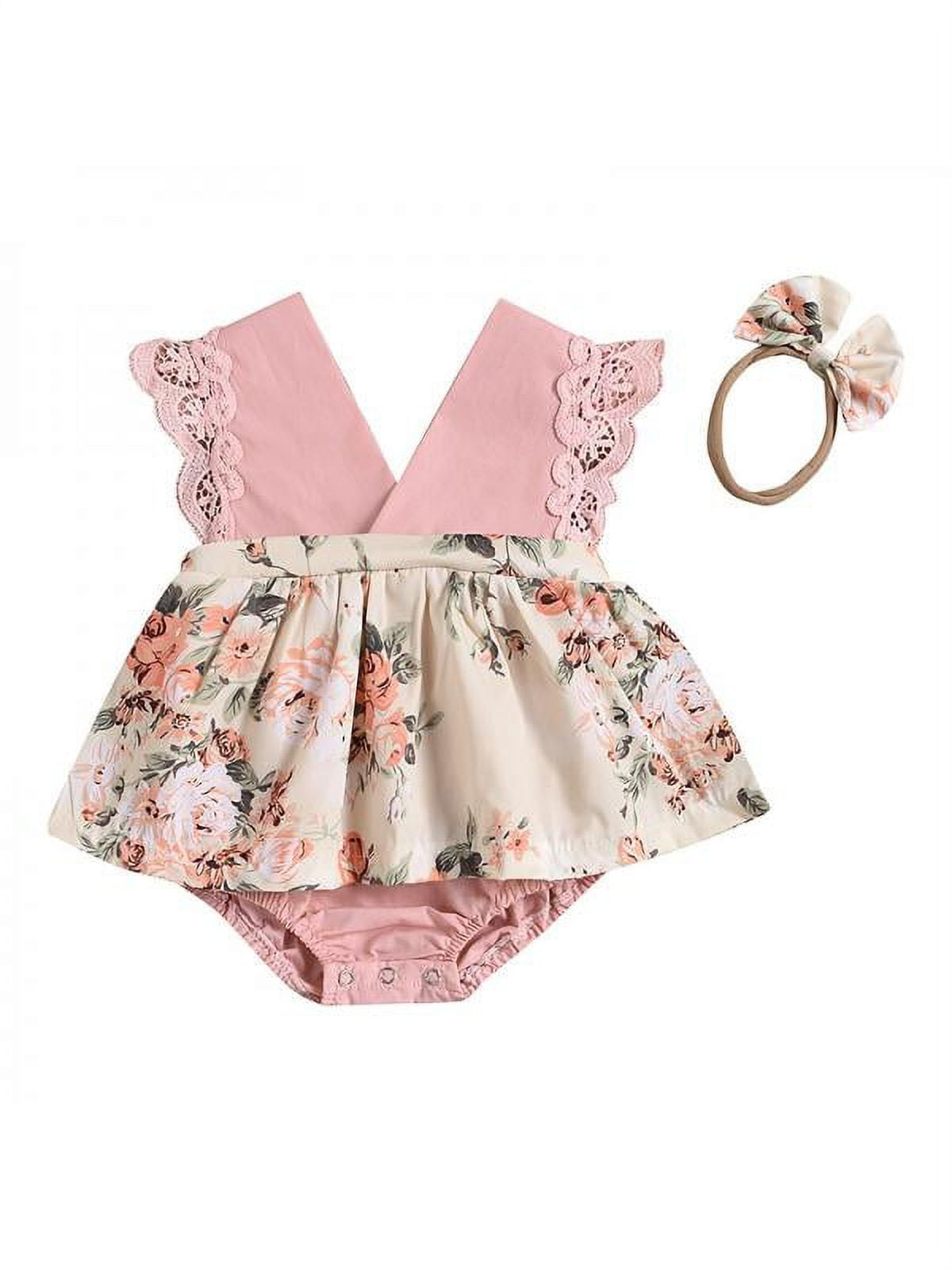 Baby Girl Birthday Dress Set Little Girls Floral Lace Outfit Sets with
