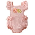 thumbnail image 1 of Baby Girl Birthday Romper Cute Ruffle Sleeveless Doughnut Letter Print Bodysuit Newborn Playsuit, 1 of 10