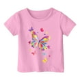 thumbnail image 1 of Baby Girl Blouses Crew Neck Girls' Short-Sleeve Shirts and Tops Letter Print Everyday Tee Shirt Baby Girl Summer Clothes 2-3 Years,Pink, 1 of 4