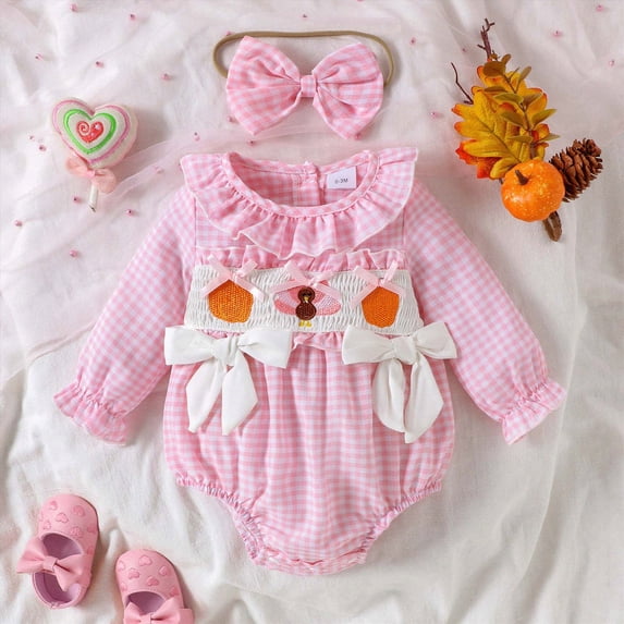 Baby Girl Bodysuit Toddler Cute Embroidery Bubble Romper Long Sleeve Ruffle Clothes 6-12 Months 12-24 Months Baby Red,3-6 Months