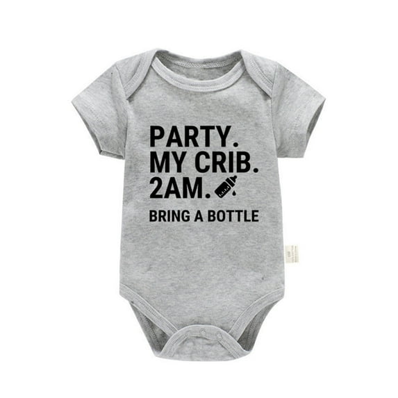 Baby Girl Bodysuits 0-3 Months Short Sleeve Letter Printed Bodysuit Soft and Comfortable Summer Romper Outerwear Clothes Grey 3-6 Months