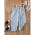 thumbnail image 1 of Baby Girl Bow Embroidery Paper Bag Waist Straight Leg Jeans, 1 of 4