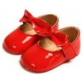 thumbnail image 1 of Baby Girl Bowknot Design Anti-Slip Casual Sneakers Toddler Soft Soled Princess Shoes Red, 1 of 8