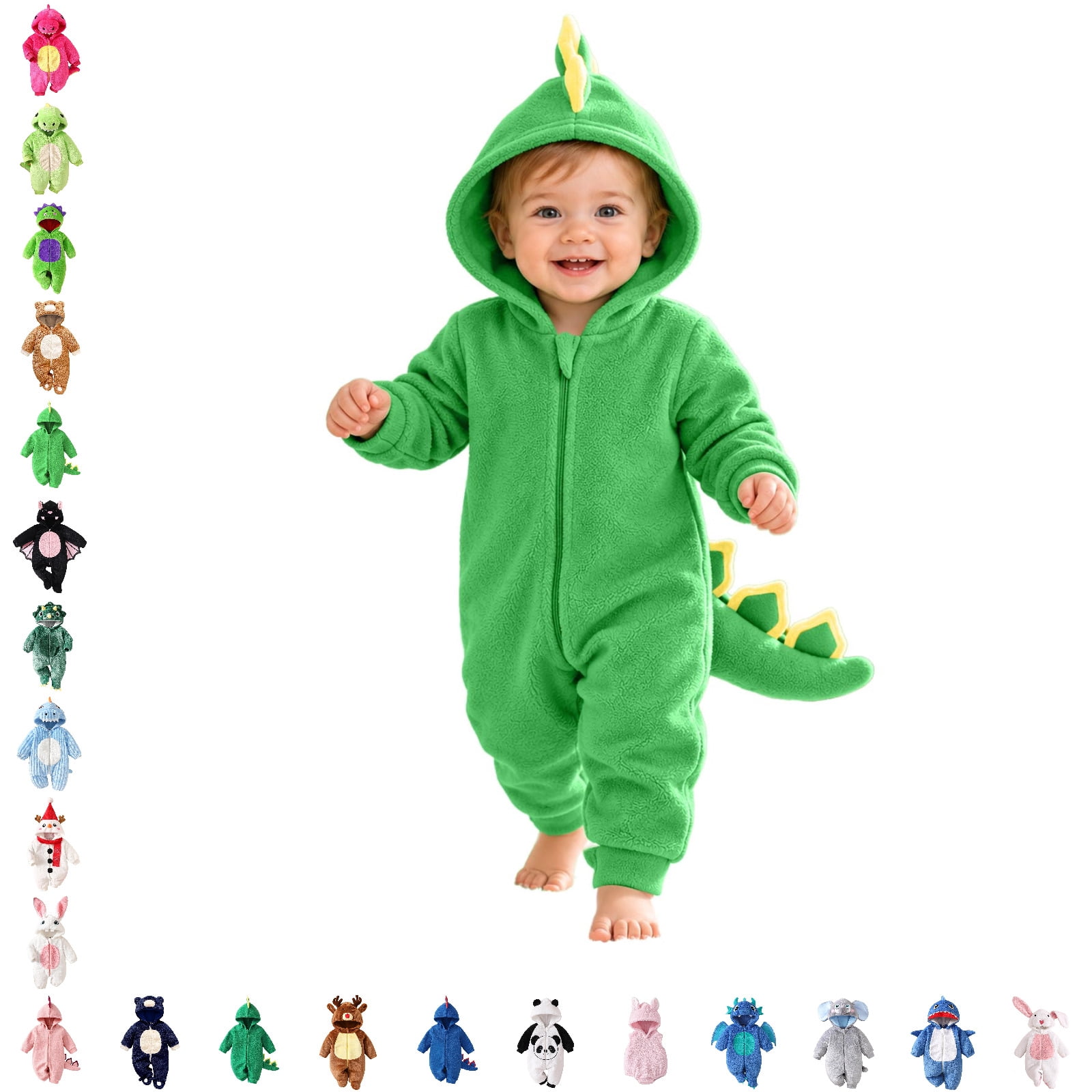 Baby Girl Boy Animal Long Sleeve Dinosaur Halloween Hooded Jumpsuit ...