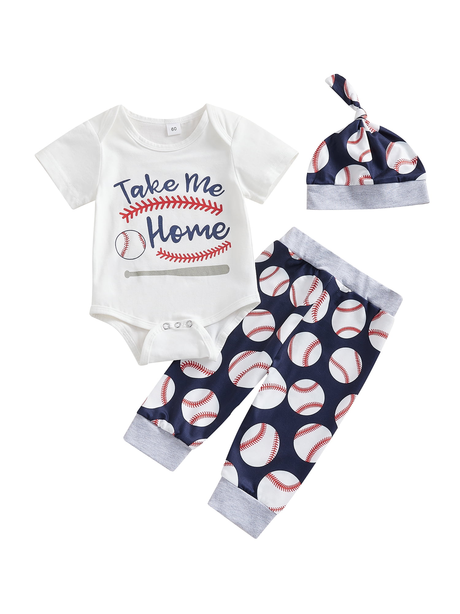Baby Girl Boy Baseball Outfit Letter Print Short Sleeve Romper Onesie