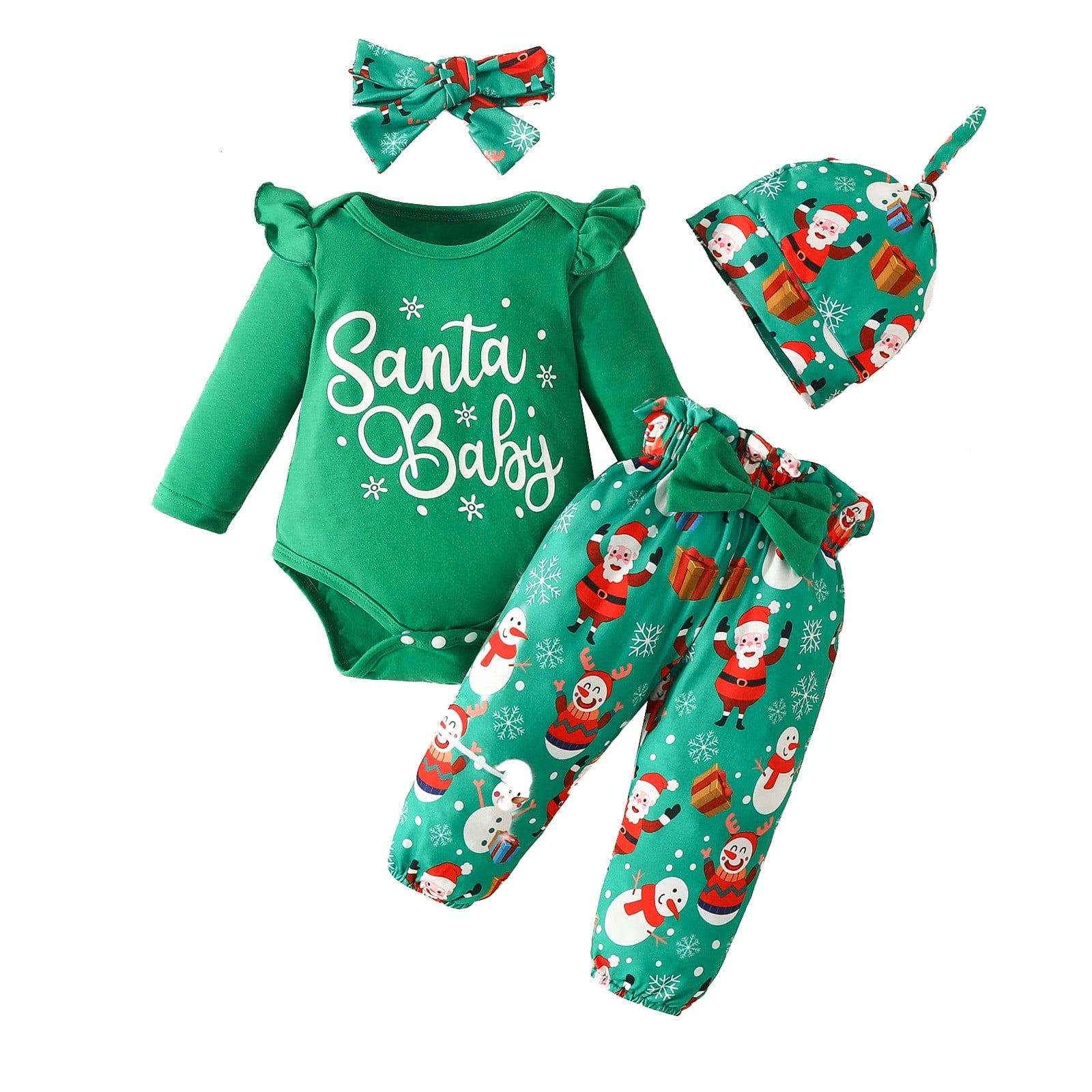 Baby Girl Boy Christmas Outfit Cute Christmas Print Crewneck Long